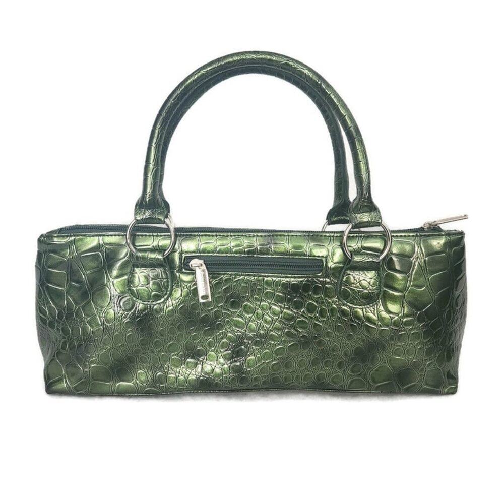 Primewear Green Croc Thermal Insulated Wine Beverage Lunch Clutch Tote